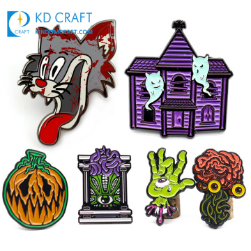 Decorative bulk custom metal kawaii pumpkins ghost festival brooch badge colorful hard soft enamel halloween lapel pin